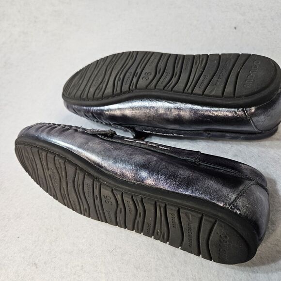 ANDAGO hamdmade Leather Loafers Sz 36 Dark Grey Metallic - Picture 7 of 8